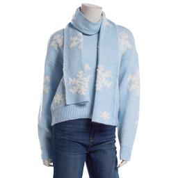 Juniors No Comment Mossy Snowflake Sweater With Scarf