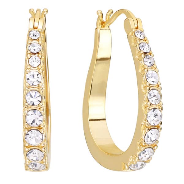 Athra 14kt. Gold Over Brass 27mm CZ Hoop Earrings - image 