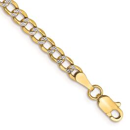 Mens Gold Classics&#40;tm&#41; 3.4mm. 14k Semi Solid Pave Curb Bracelet