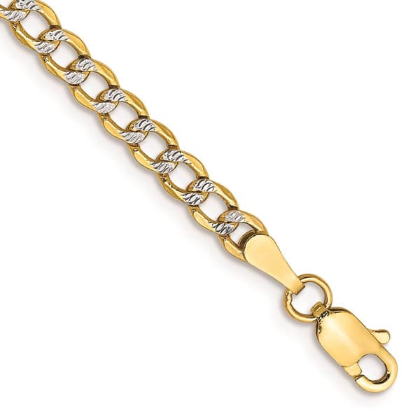 Mens Gold Classics(tm) 3.4mm. 14k Semi Solid Pave Curb Bracelet - image 