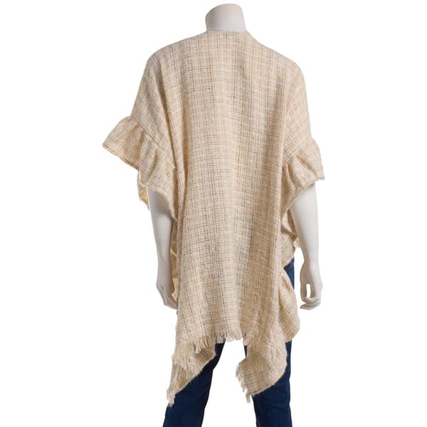 Womens Anne Klein Tweed Ruffle Ruana