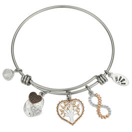 Shine Two-Tone Hearts Tree & Infinity Bangle Bracelet