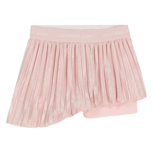 Girls &#40;4-6x&#41; Calvin Klein Cap Sleeve Logo Top with Metallic Skort