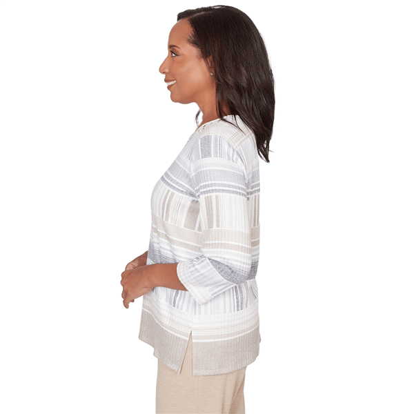 Petites Alfred Dunner Comfort & Joy Abstract Stripe Blouse