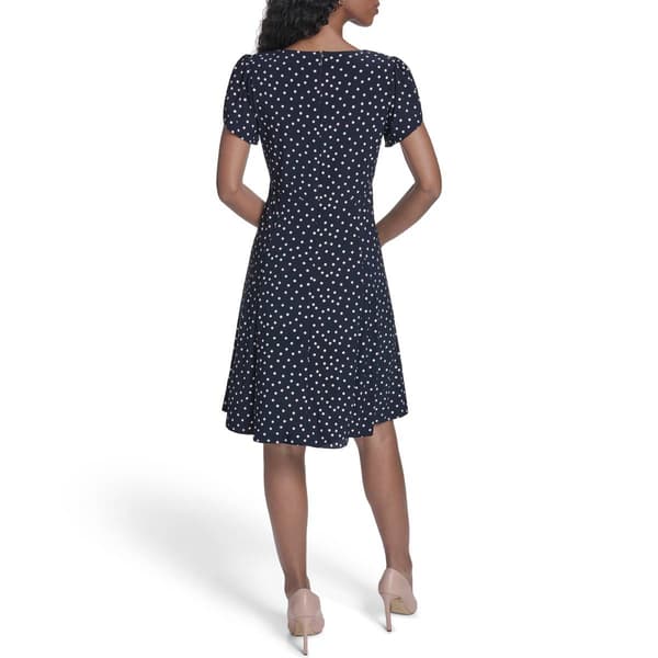 Womens Tommy Hilfiger Short Sleeve Dot A-Line Dress