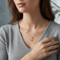 Saffron Sterling Silver Open Circle Moissanite Diamond Necklace - image 2