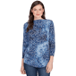 Womens Ruby Rd. Indigo Go Tie Dye Scroll Hacci Blouse - image 1