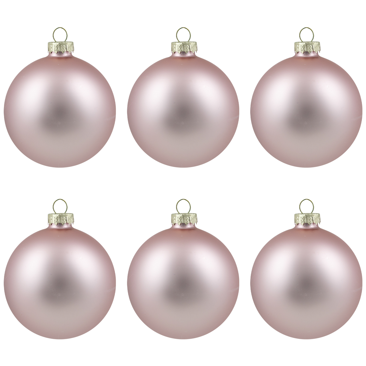 Northlight 6ct. Baby Pink 2-Finish Glass Ball Christmas Ornaments