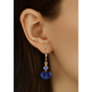 1928 Gold-Tone Rondell Blue Crystal Drop Leverback Earrings - image 2