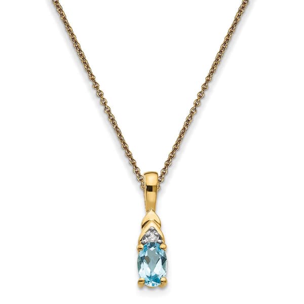 Gemstone Classics&#40;tm&#41; 14kt. Yellow Gold Oval Blue Topaz Necklace - image 