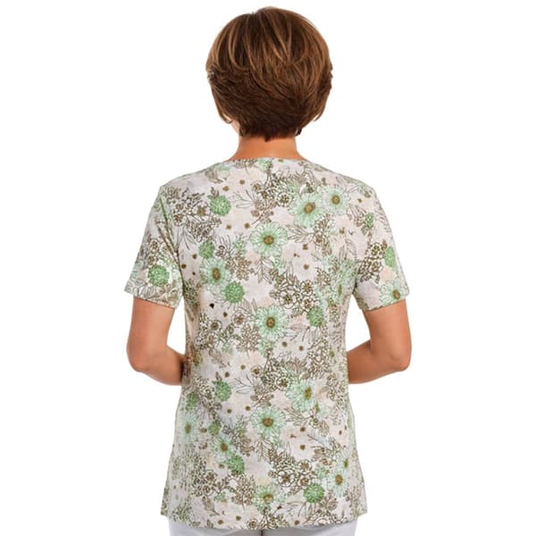 Womens Emily Daniels Short Sleeve Floral Jacquard Blouse