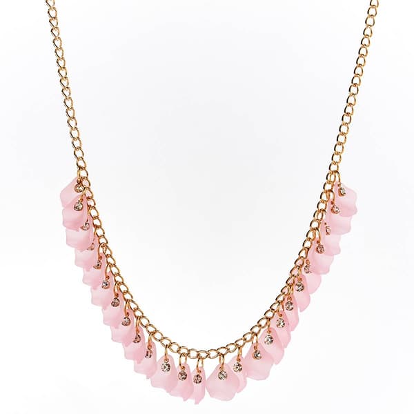 Ashley Cooper(tm) Gold-Tone Pink Petal Cluster Necklace - image 