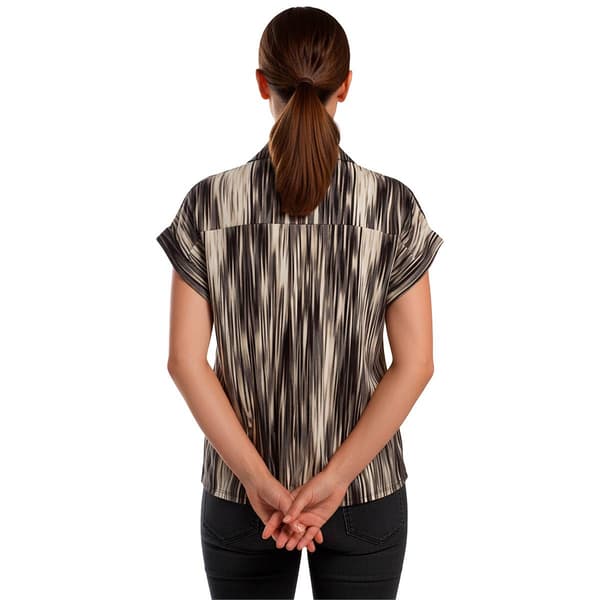 Womens Cocomo Short Sleeve Stripe Button Front Blouse