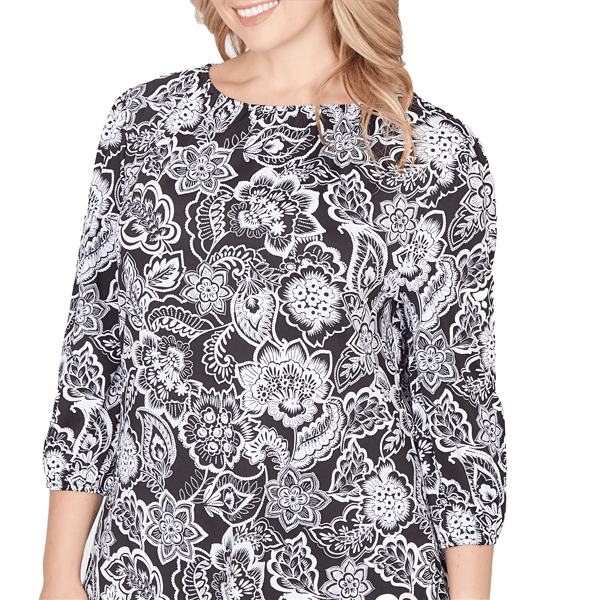 Plus Size Ruby Rd. California Dreaming 3/4 Sleeve Floral Blouse