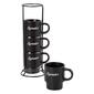 Azzure Stackable Script Letters Espresso Mugs with Rack-Set of 4 - image 1
