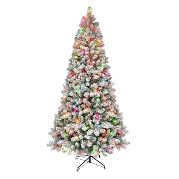 Puleo International 6.5ft. Pre-lit Flocked Virginia Pine Tree - image 