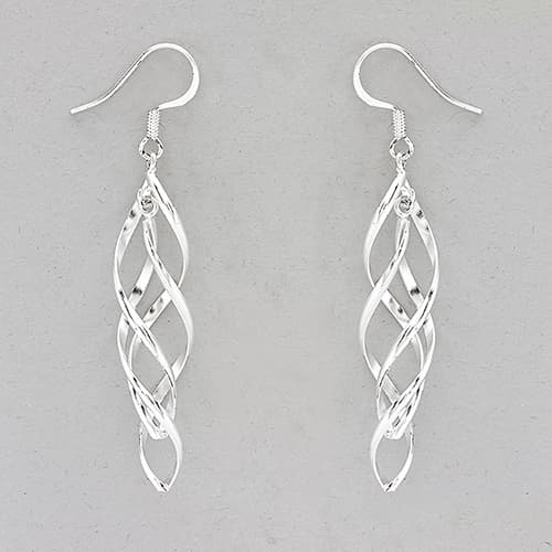 Marsala Fine Silver Plated Double Twist Drop Earrings - image 