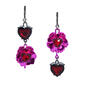 Betsey Johnson Flowers & Red Stone Hearts Drop Earrings - image 1