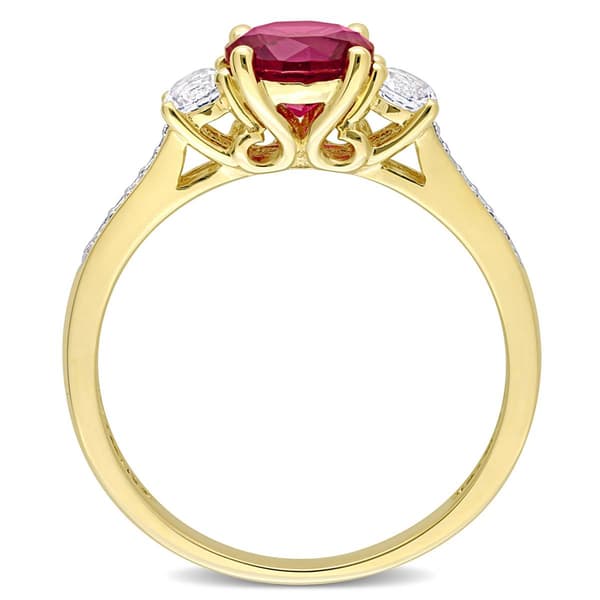Gemstone Classics™ White Sapphire & Lab Created Ruby Ring