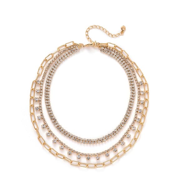 Roman Gold-Tone 3 Layer Cup Chain & Paper Clip Chain Necklace - image 