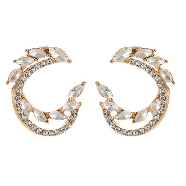 Roman Gold-Tone Double Hoop Glass Earrings