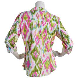 Womens Zac & Rachel 3/4 Sleeve Abstract Casual Button Down Blouse