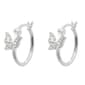 Marsala Sterling Silver Butterfly Hoop Earrings with CZ Accents - image 1
