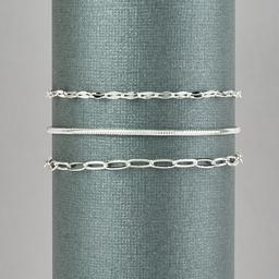 Design Collection Silver Plated Small Paper Clip Bracelet Set