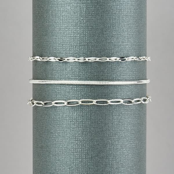 Design Collection Silver Plated Small Paper Clip Bracelet Set - image 
