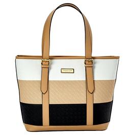 London Fog River Woven Embossed Tote - Tri Color