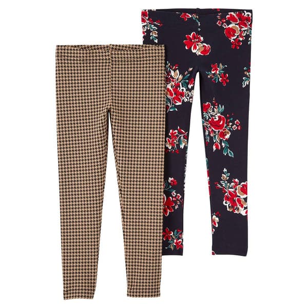 Toddler Girl Carters&#40;R&#41; 2pk. Plaid & Floral Leggings - image 