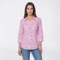 Petite Emily Daniels 3/4 Sleeve Stripe Cherry Button Down - image 1