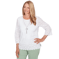 Petites Alfred Dunner St. Augustine Solid Eyelet Trim Top With N - image 3