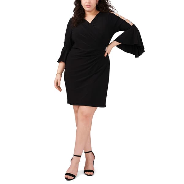 Plus Size MSK Bell Ladder Rhinestone Trim Dress