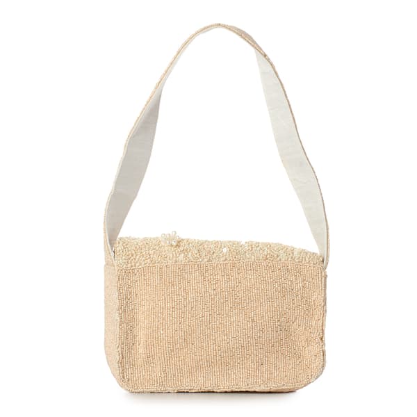 SOL and MER Beaded 3D Floral Pearl Shoulder Bag