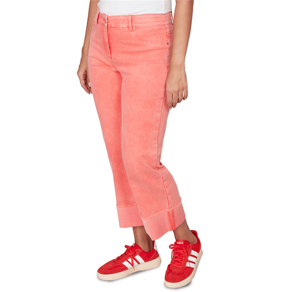 Womens Ruby Rd. Set Sail Sunwashed Cuffed Straight Leg Jeans