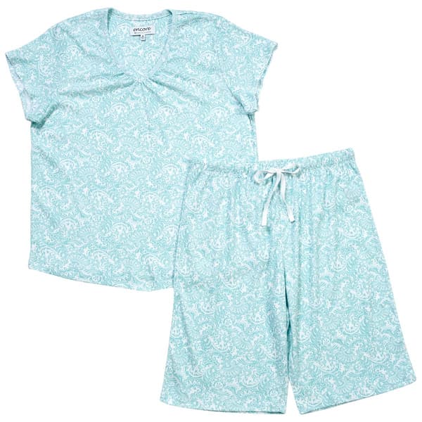 Womens Karen Neuburger Paisley & Medallion Bermuda Pajama Set - image 