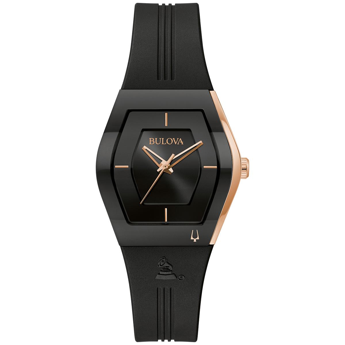 Womens Bulova Latin GRAMMY® Black Rosegold Strap Watch - 97L163