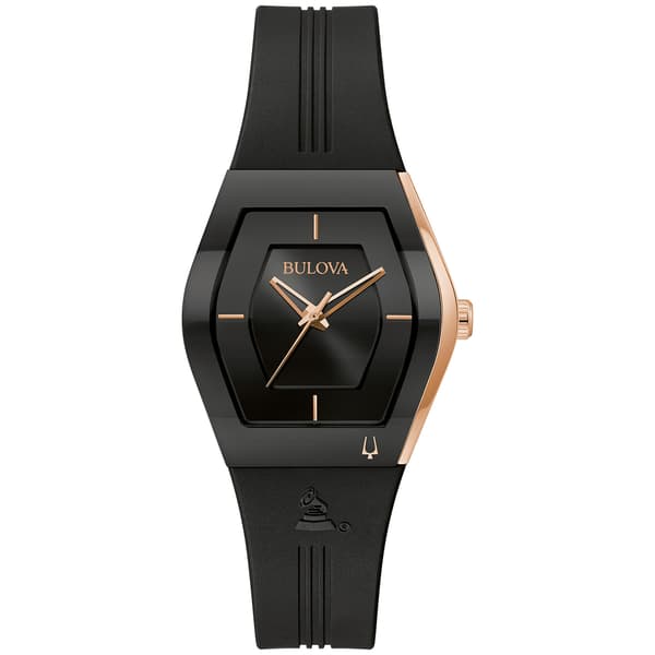 Womens Bulova Latin GRAMMY&#40;R&#41; Black Rosegold Strap Watch - 97L163 - image 