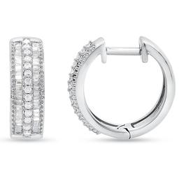 Diamond Classics(tm) 1/2ctw. Round & Baguette Diamond Hoop Earrings