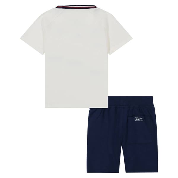 Toddler Boy Tommy Hilfiger Brand Raglan Sleeve Tee & Shorts Set