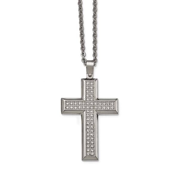 Mens Gentlemen's Classics&#40;tm&#41; Polished Cubic Zirconia Cross Necklace - image 