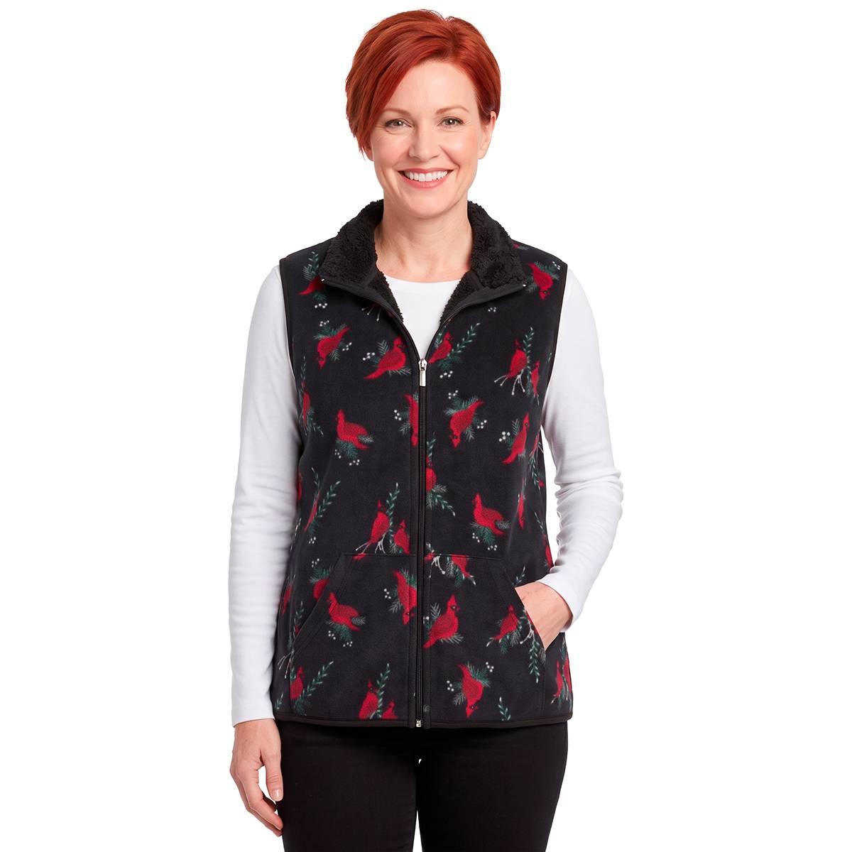 Womens Hasting & Smith Cardinals Vest with Sherpa Trim