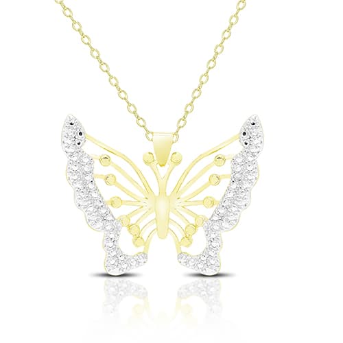 Accents by Gianni Argento Diamond Accent Plated Butterfly Pendant - image 