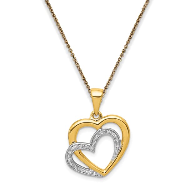 Diamond Classics&#40;tm&#41; 14kt. Entwined Hearts Pendant Necklace - image 