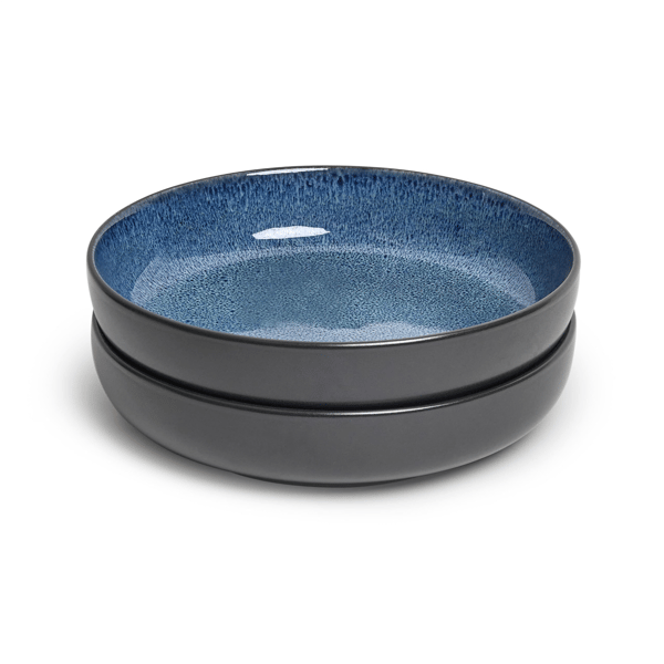 Sango Resona Blue/Black Large Ceramic Serving Bowl - Set of 2 - image 