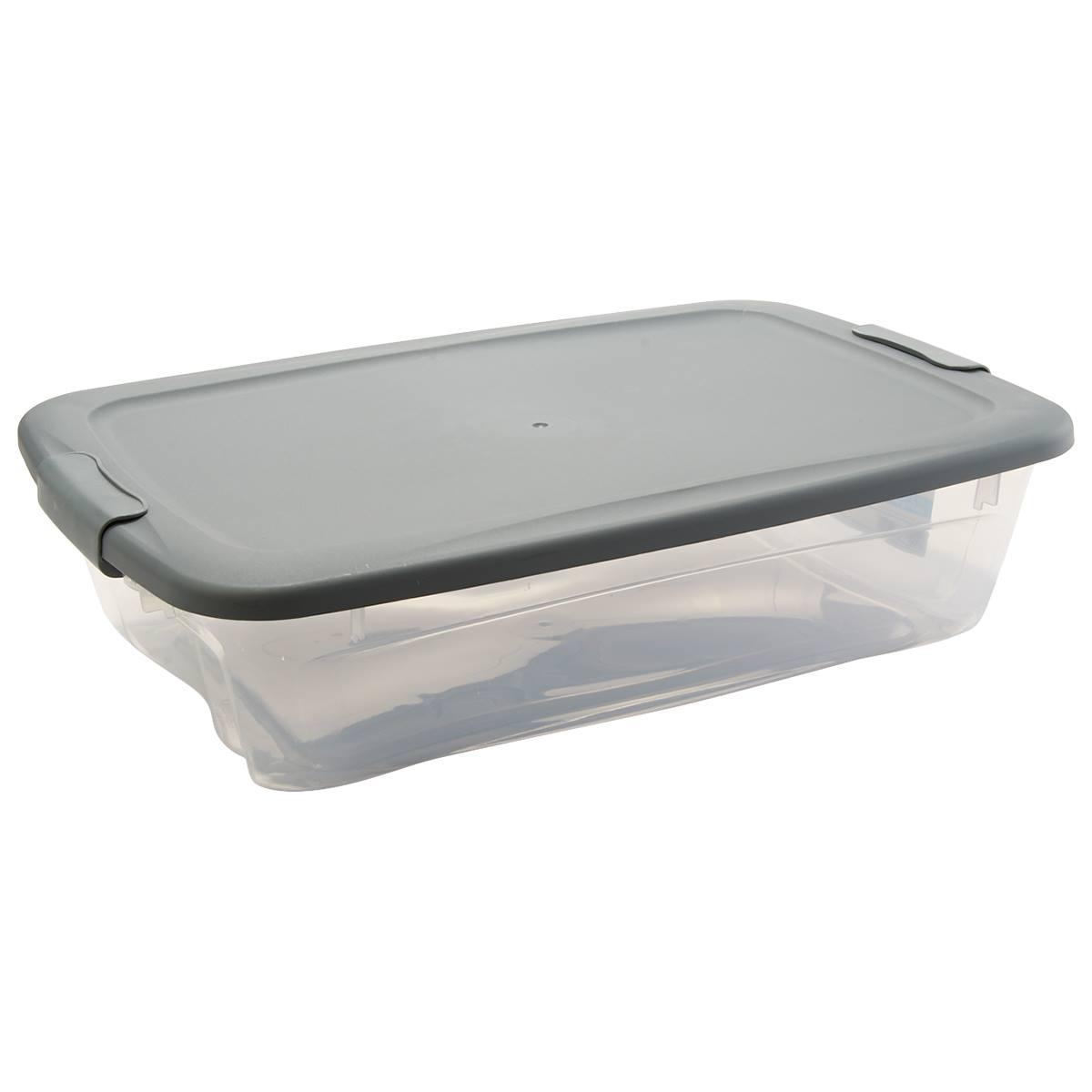 Bella 27qt. Clear Bottom & Grey Locking Lid Underbed...