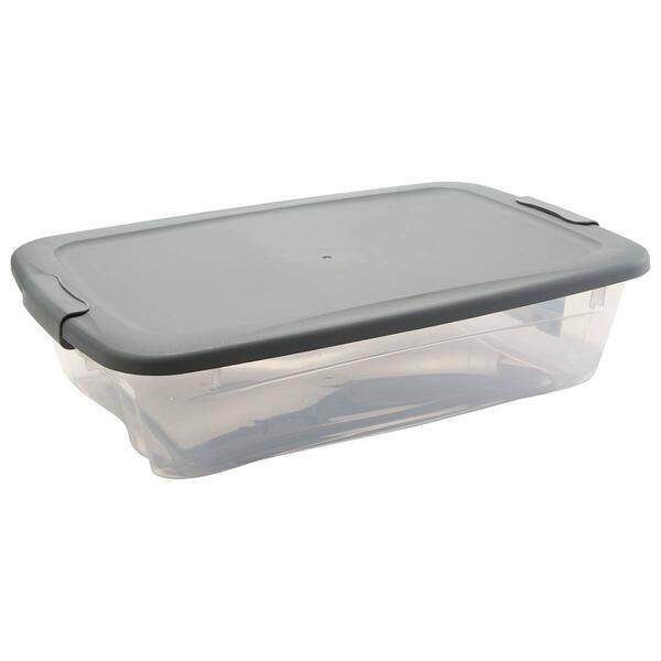 Bella 27qt. Clear Bottom & Grey Locking Lid Underbed Storage Bin - image 
