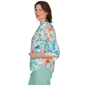 Womens Alfred Dunner Caribbean Blues Tropical Floral Blouse - image 4