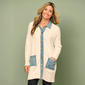 Womens Cyrus Long Sleeve Cable Denim Trim Long Cardigan - image 1